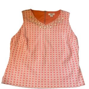 Cato Orange Geometric Sleeveless Blouse